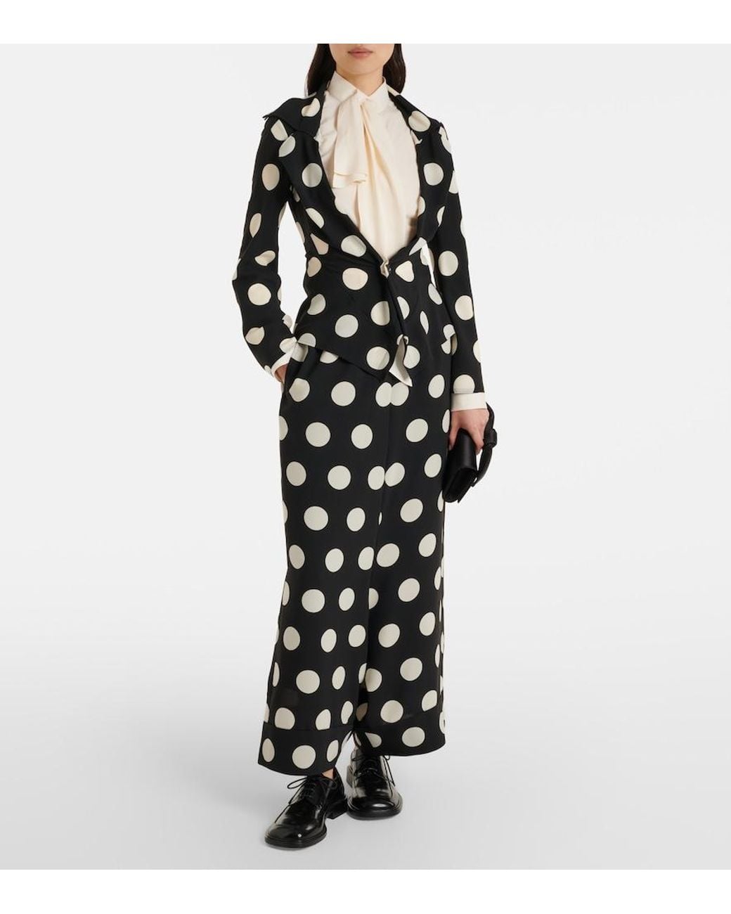 Junya Watanabe Black Polka-Dot Wide-Leg Pants