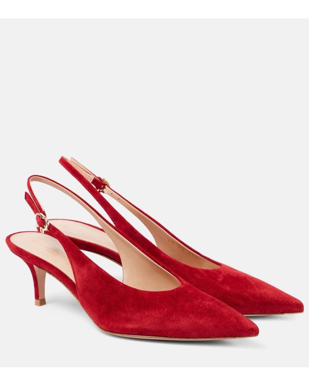 Gianvito Rossi Red Robbie Suede Slingback Pumps