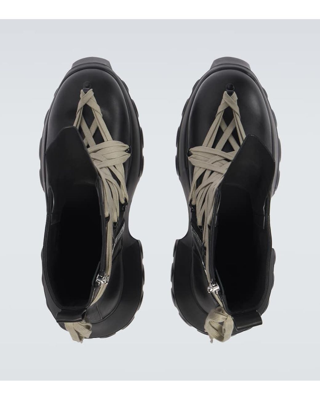 Rick Owens Megalace Mega Tractor Lace-Up Boots in Black for Men | Lyst