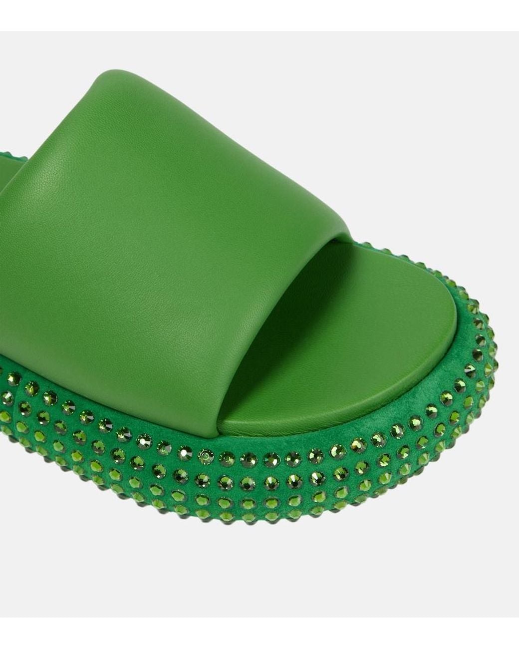 J.W. Anderson Green Embellished Leather Slides