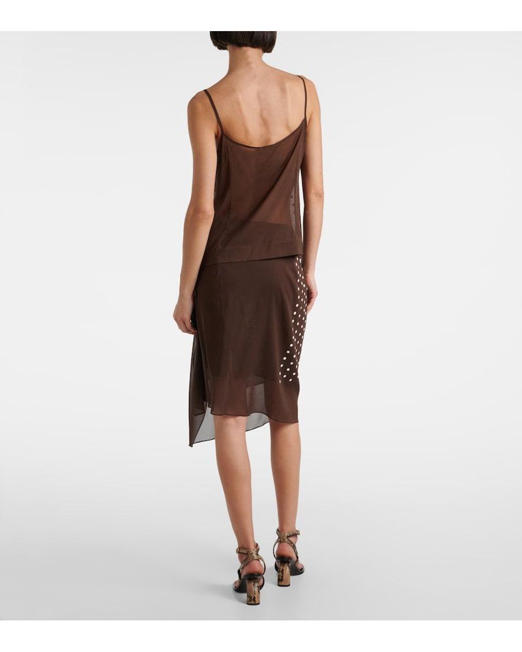 Dries Van Noten Brown Polka-Dot Silk-Blend Tank Top