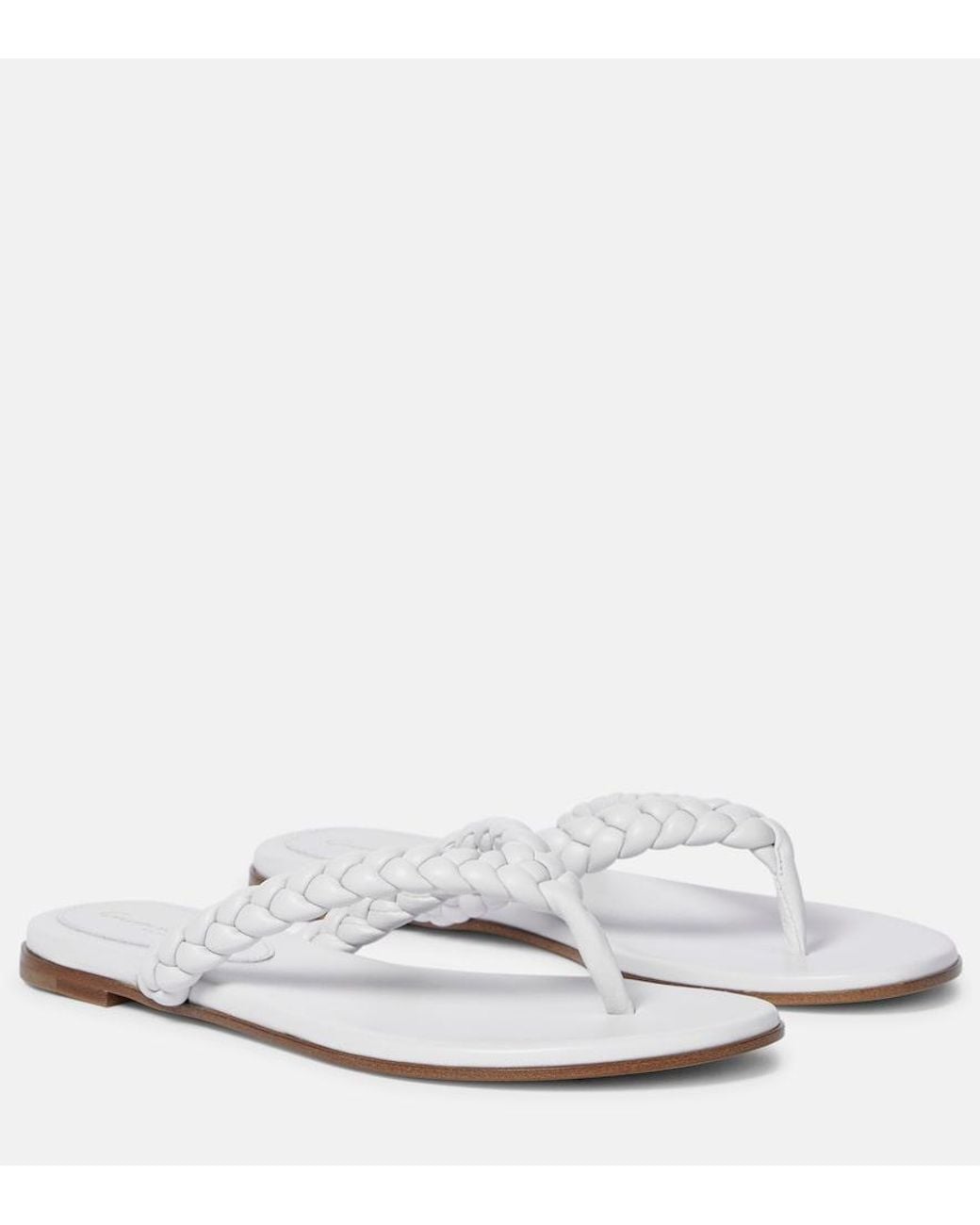 Gianvito Rossi White Tropea Leather Thong Sandals