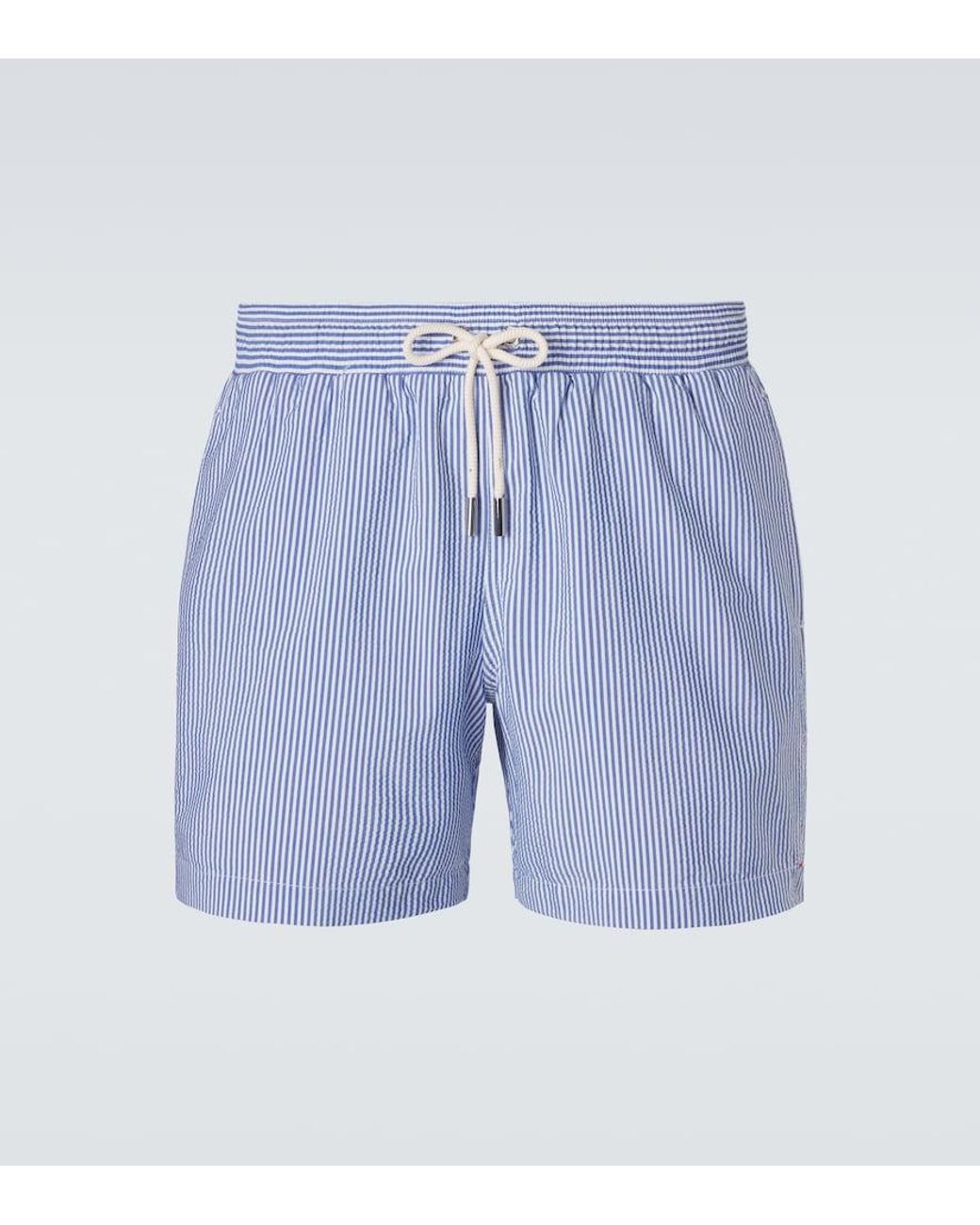 Orlebar Brown Blue Boxer Striped Swim Trunks for men