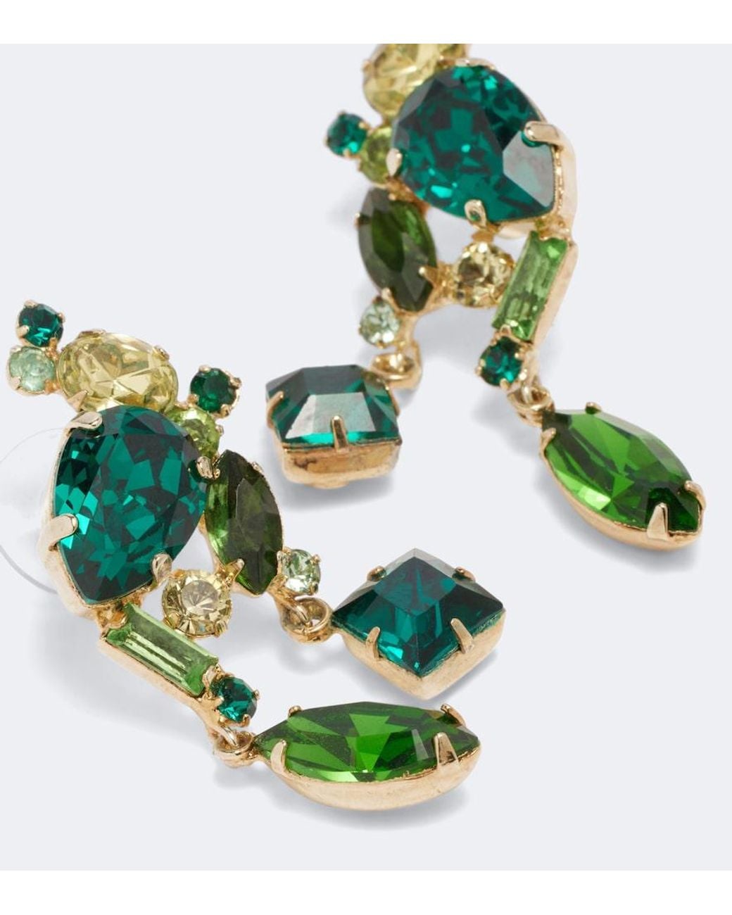Jennifer Behr Green Ambra Crystal-Embellished Drop Earrings