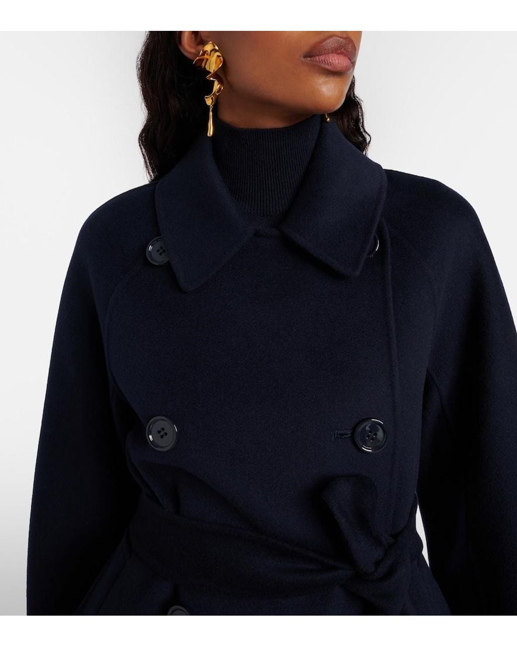 Max Mara Blue Louise Belted Double-Breasted Virgin Wool Jacket