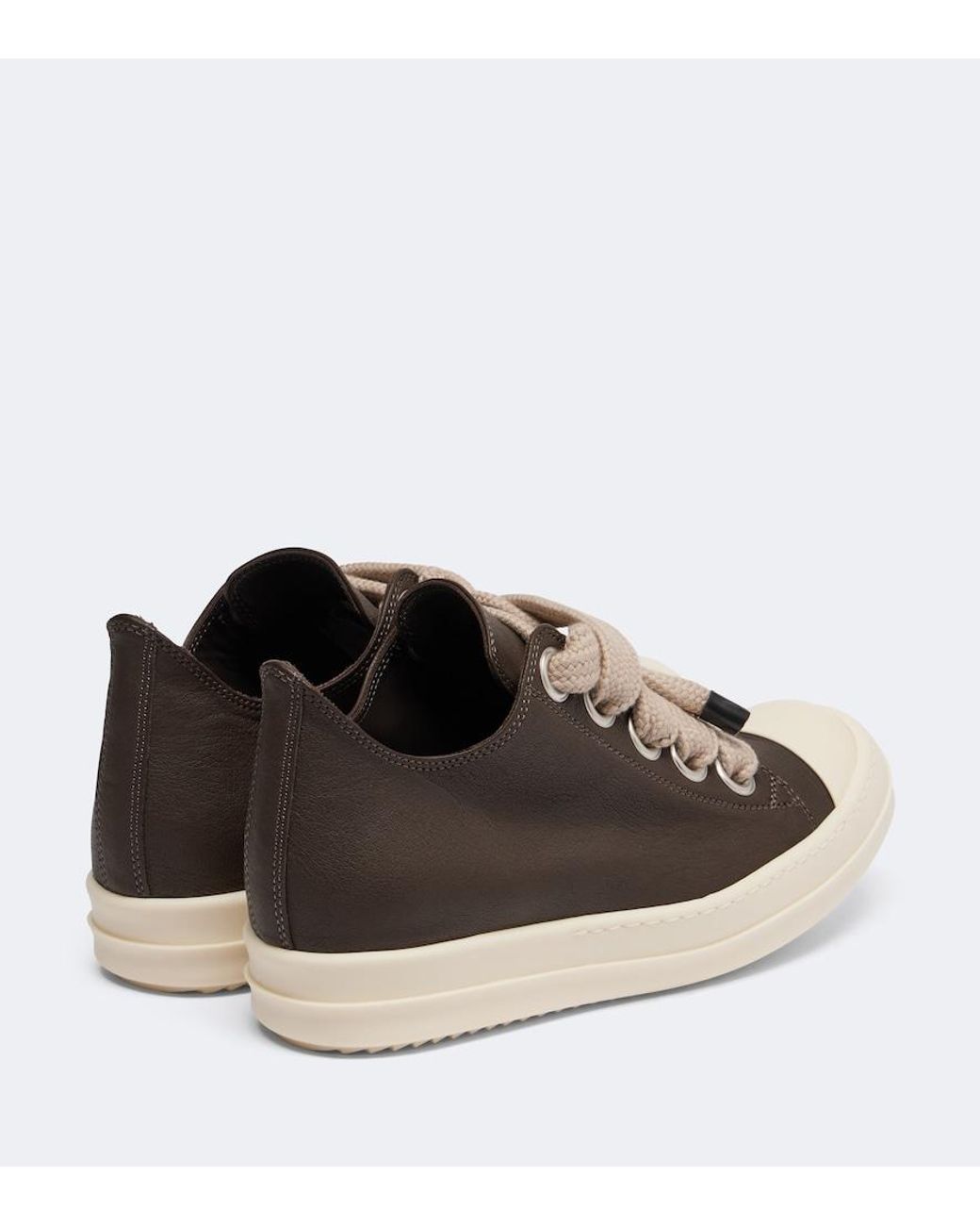 Rick Owens Brown Jumbolace Leather Sneakers