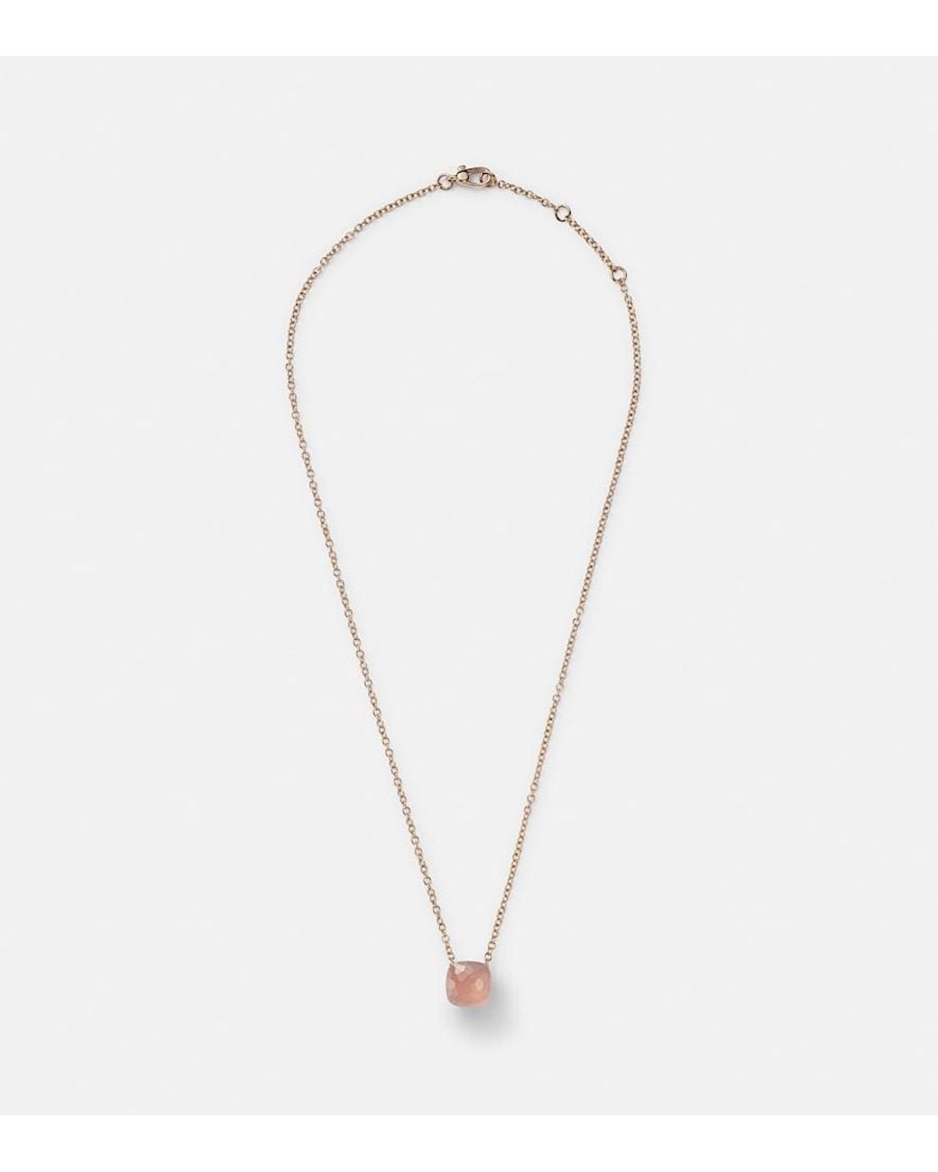 Pomellato White Nudo 18kt Gold Necklace With Rose Quartz