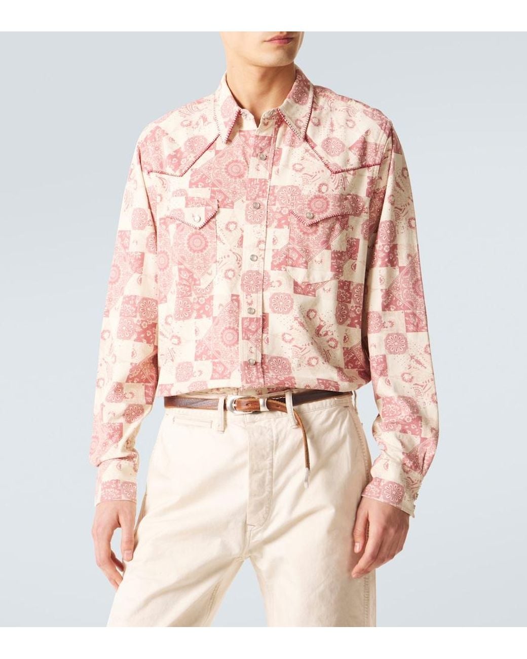 RRL Pink Printed Cotton Shirt for men