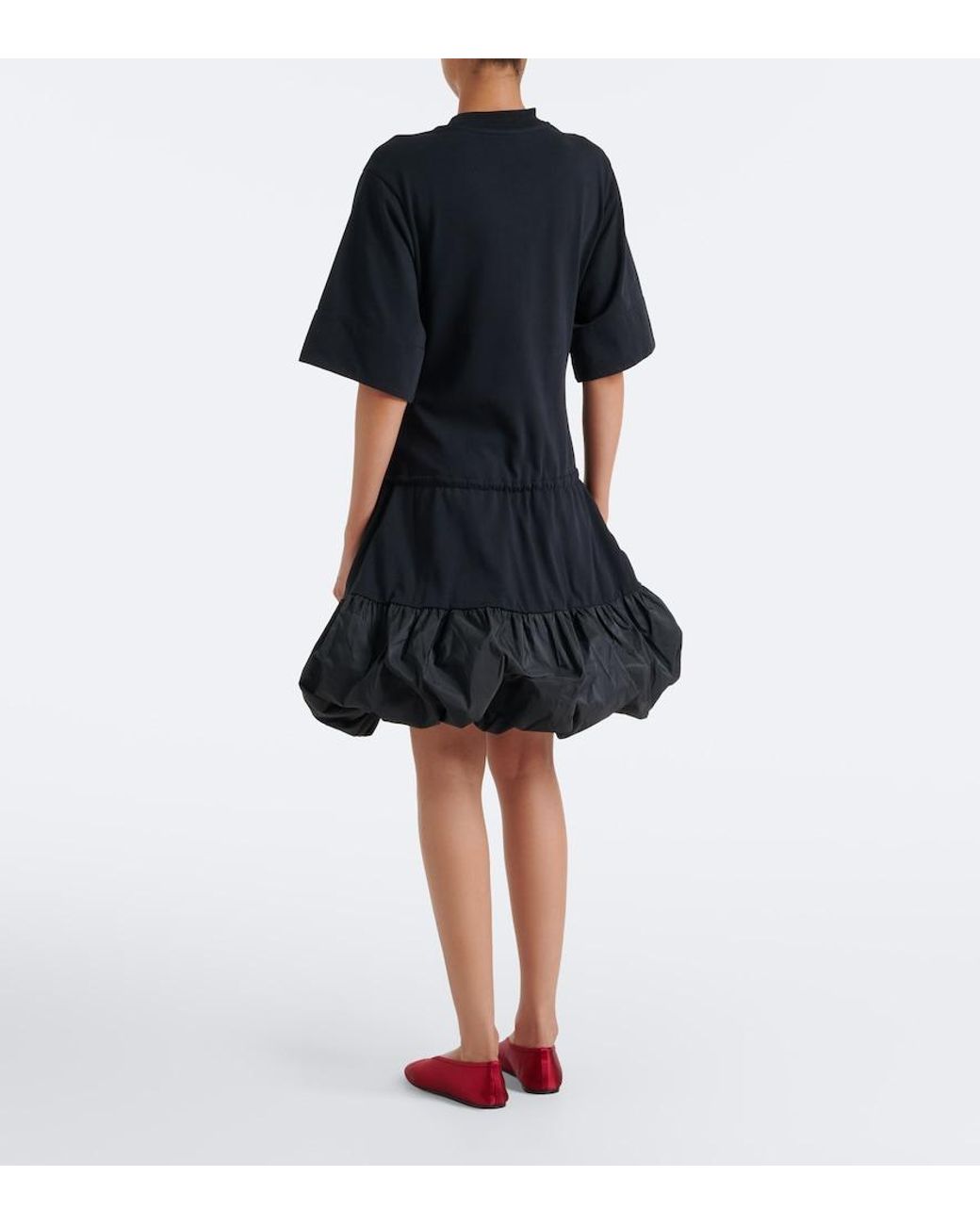 Patou Black Faille-Trimmed Cotton Minidress