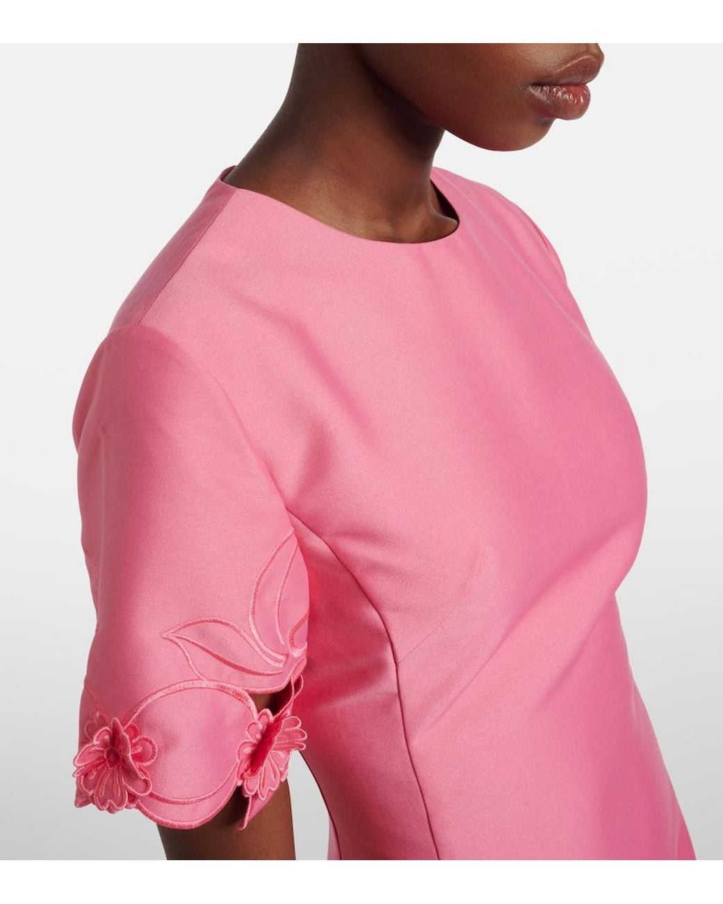 LEO LIN Pink Caroline Laser-Cut Midi Dress