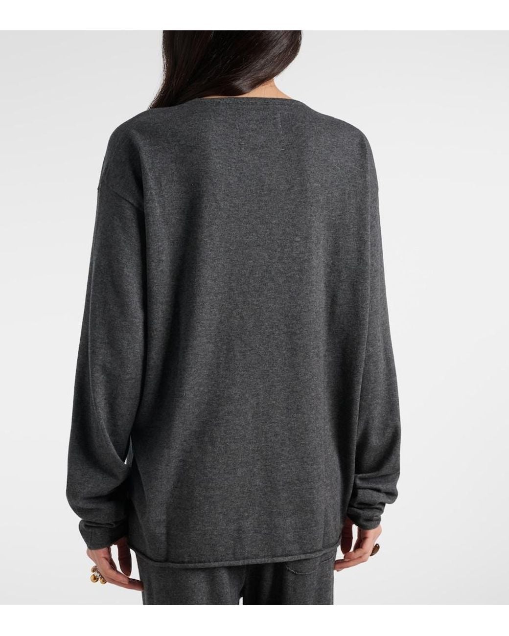 Extreme Cashmere Gray N°347 Aries Cotton And Cashmere Top