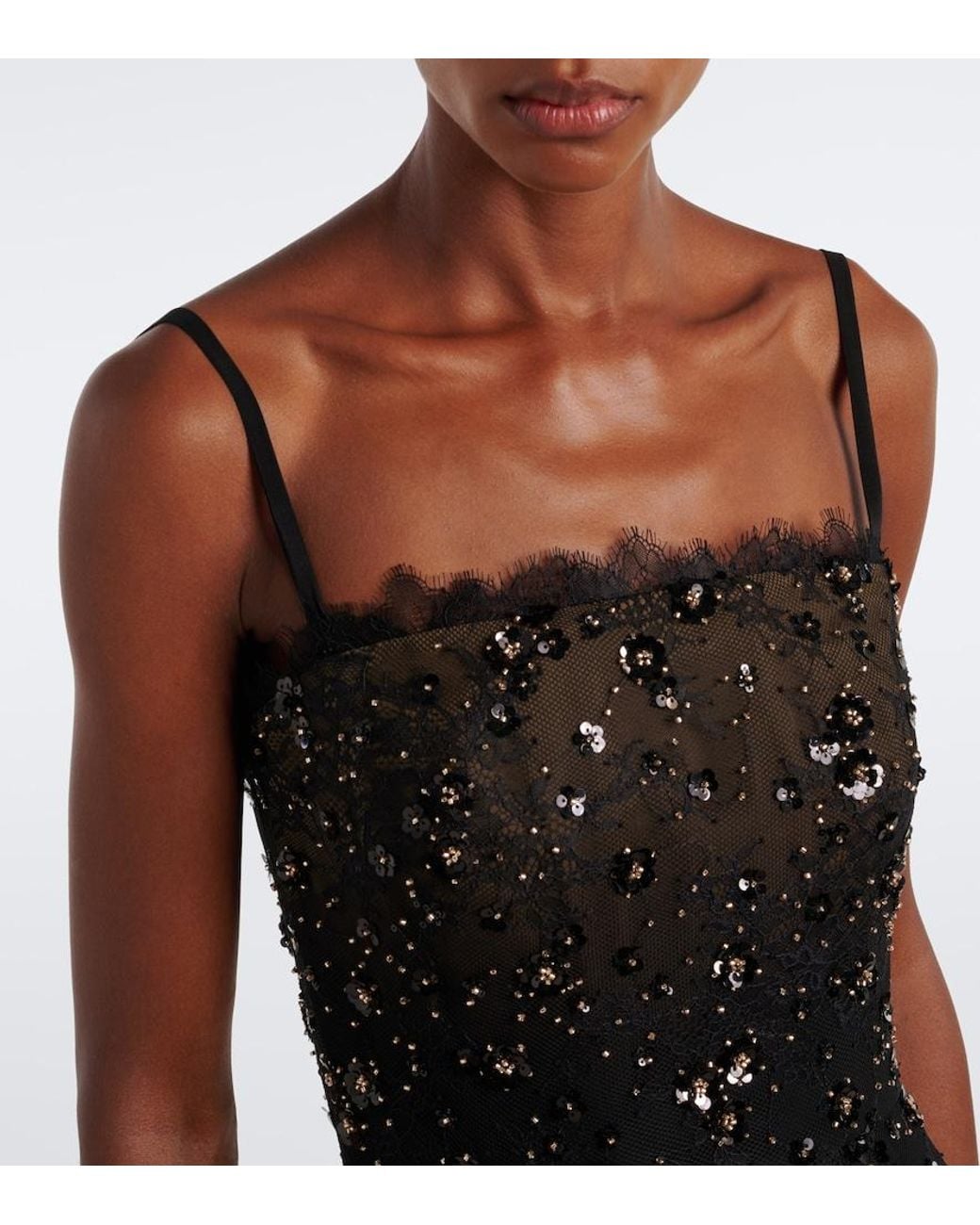 Elie Saab Black Sequined Lace Gown