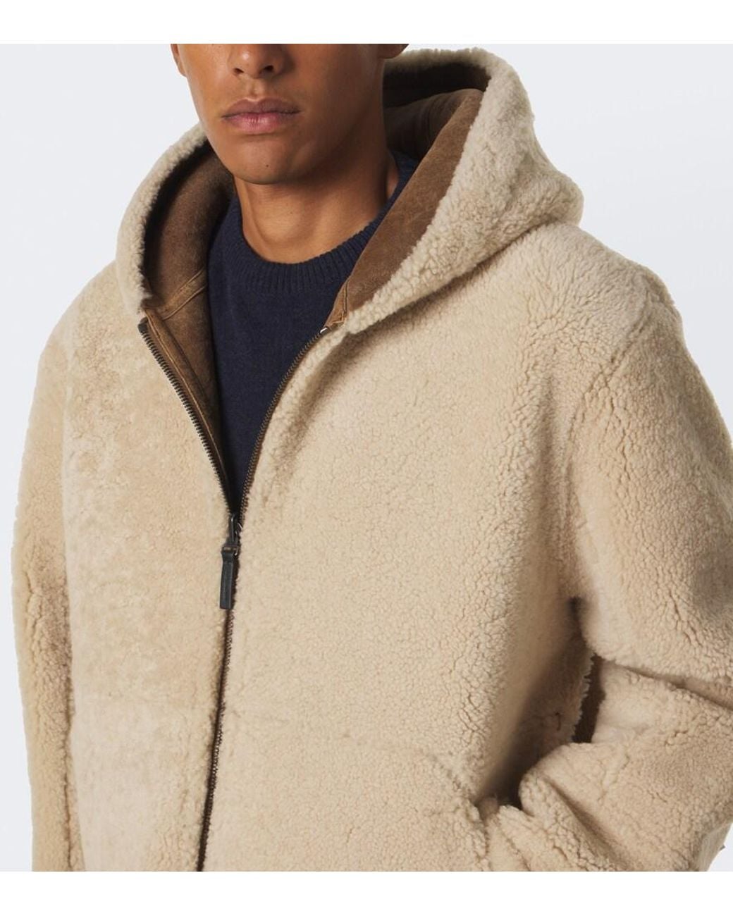Yves Salomon Natural Reversible Shearling And Leather Jacket for men