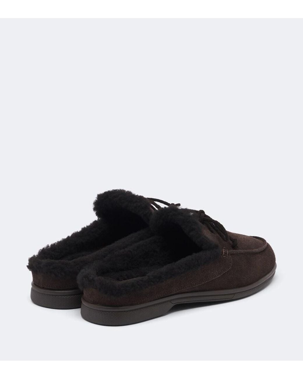 Yves Salomon Black Shearling-Lined Suede Mules