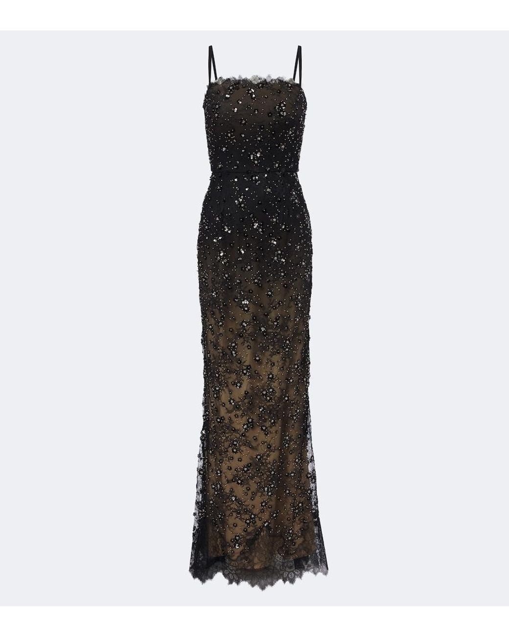 Elie Saab Black Sequined Lace Gown