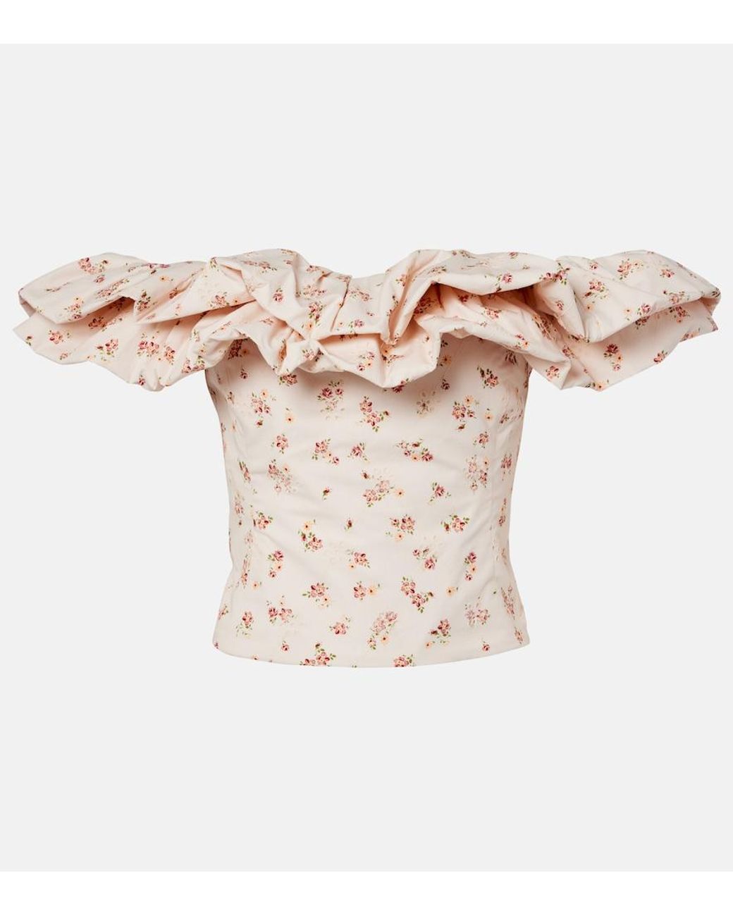 Markarian Natural Dalia Floral Off-Shoulder Cotton Top