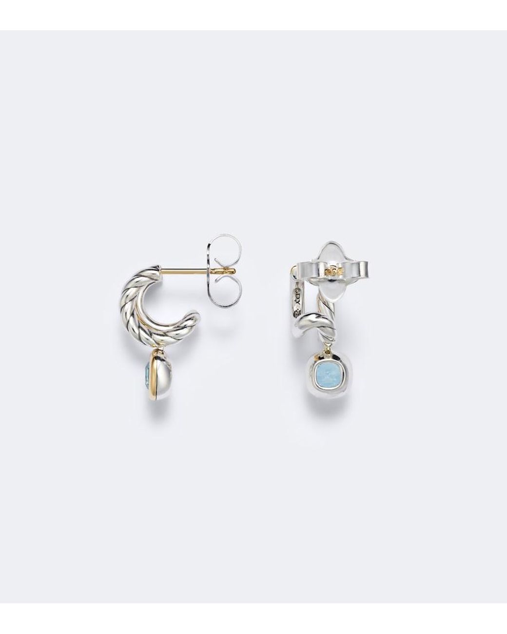 David Yurman White Dy Mercer 18Kt And Sterling Earrings With Topaz