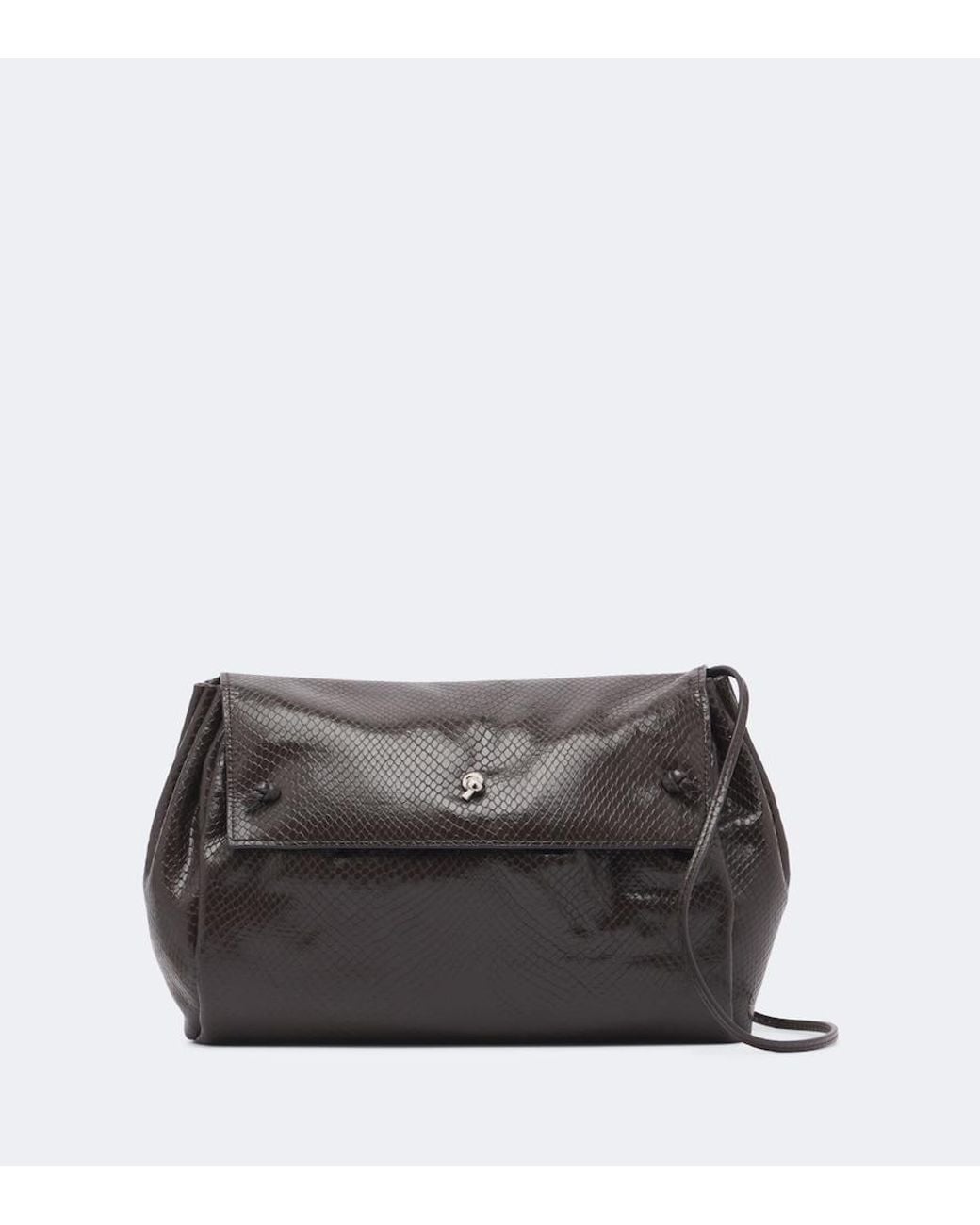 Staud Black Cy Snake-Effect Leather Clutch