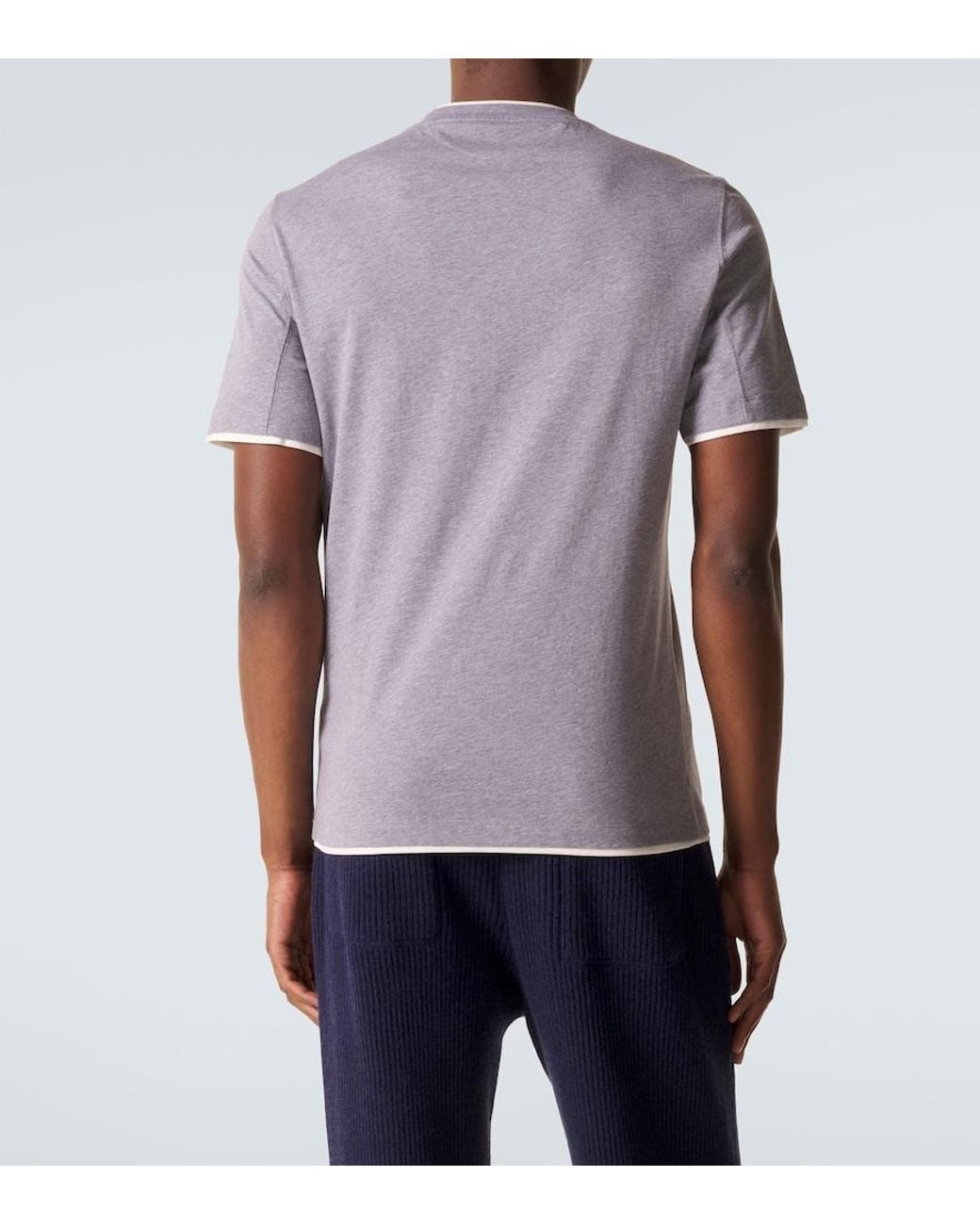 Brunello Cucinelli Purple Cotton Jersey T-Shirt for men