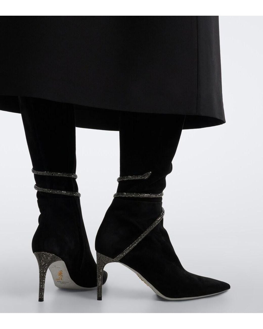 Rene Caovilla Black Cleo Embellished Suede Knee-High Boots