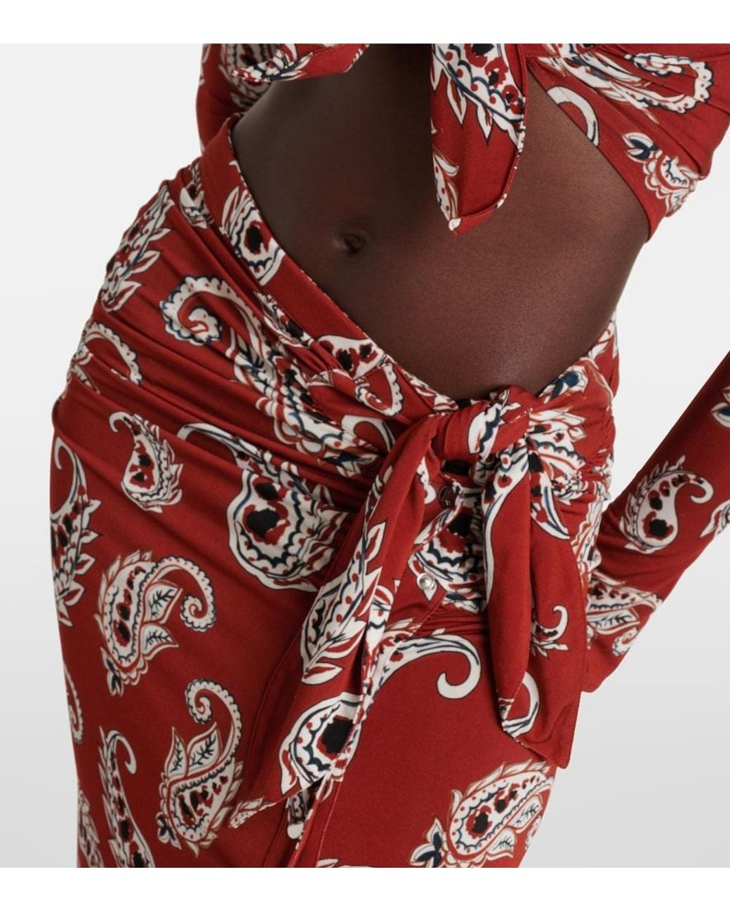 Rabanne Red Paisley Jersey Maxi Skirt