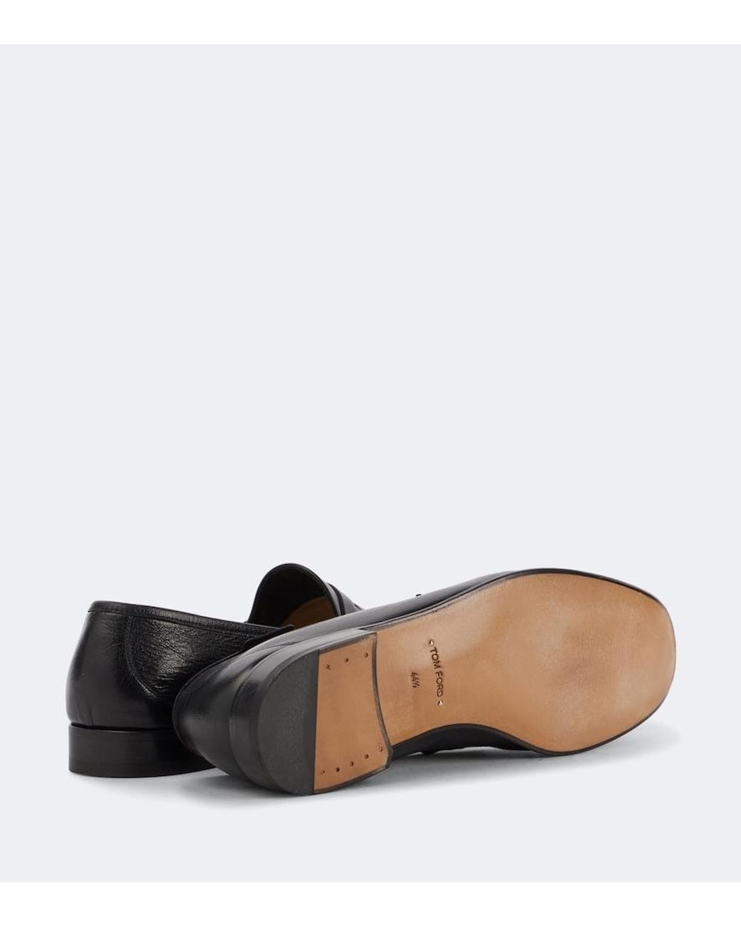 Tom Ford Black York Leather Penny Loafers for men