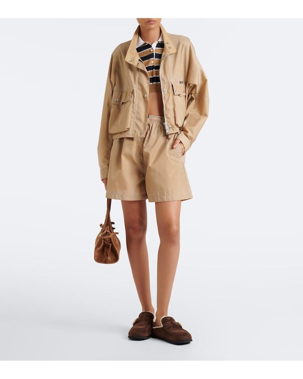 Prada Brown Shearling-Lined Suede Mules