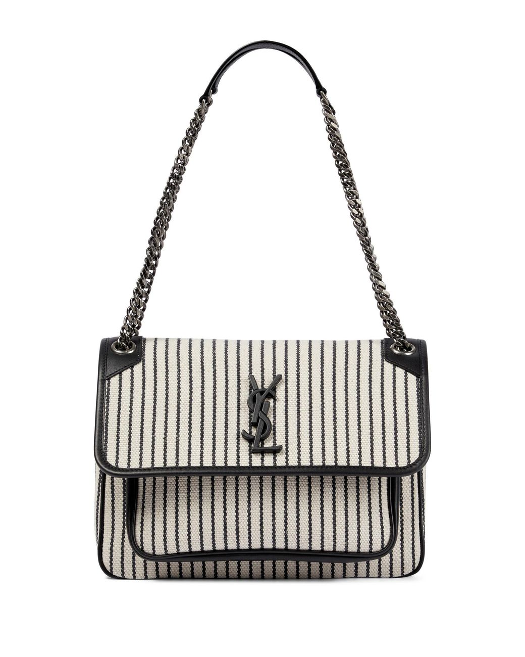 Saint Laurent Niki Medium Striped Canvas Shoulder Bag Lyst