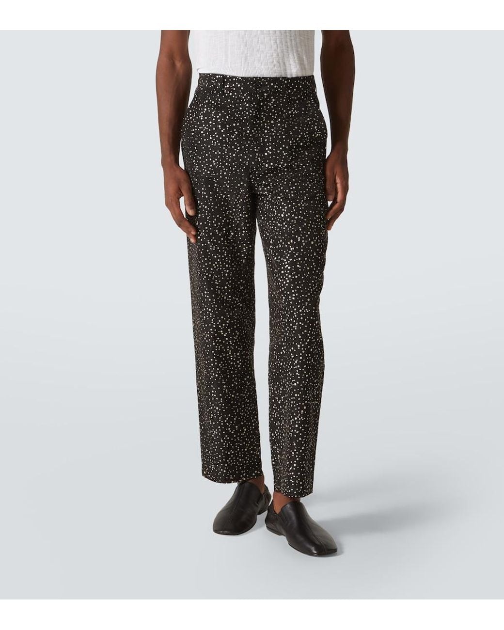 Bode Black Glitter Faille Straight Pants for men