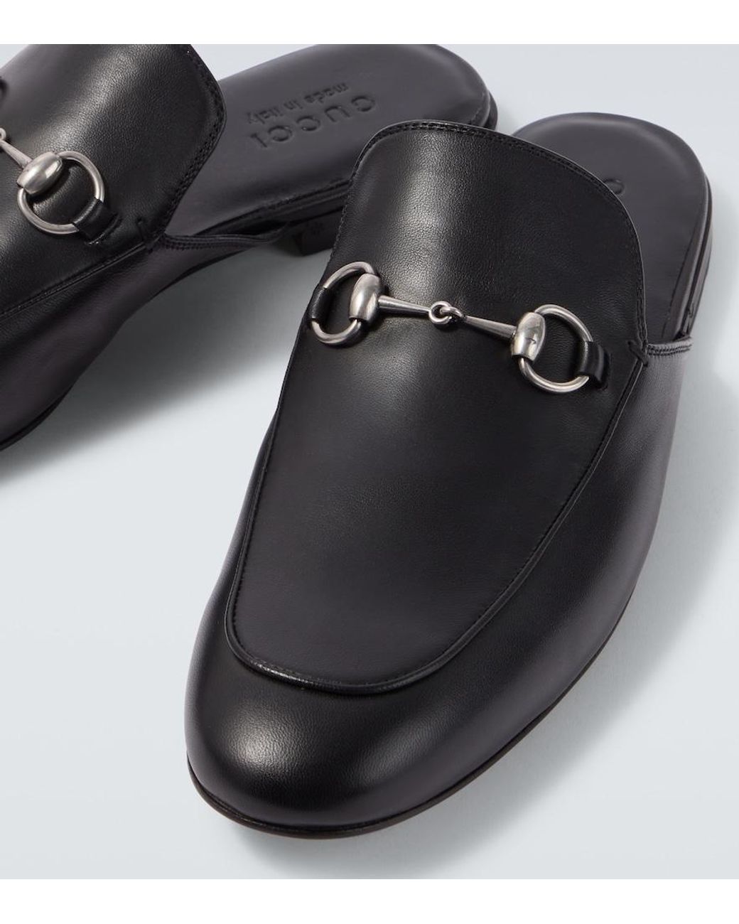 Gucci Black Jordaan Leather Mules for men