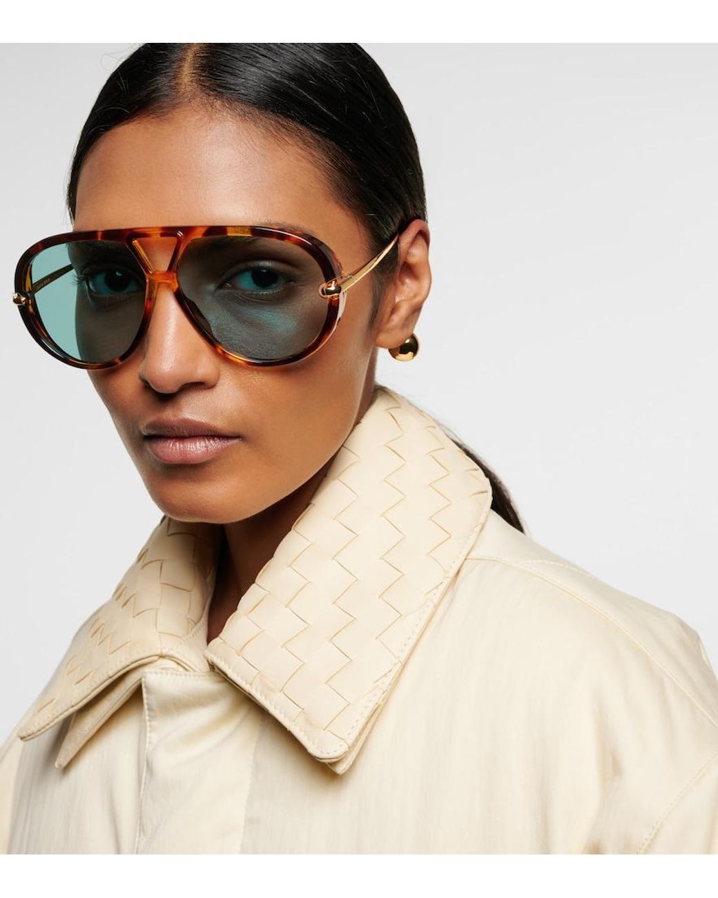 Bottega Veneta Blue Drop Aviator Sunglasses