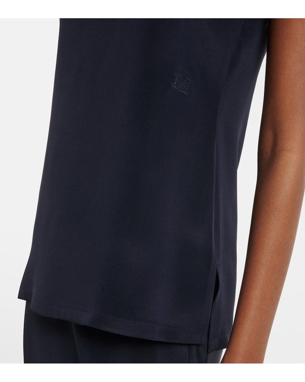Max Mara Blue Silk Crepe De Chine Tank Top