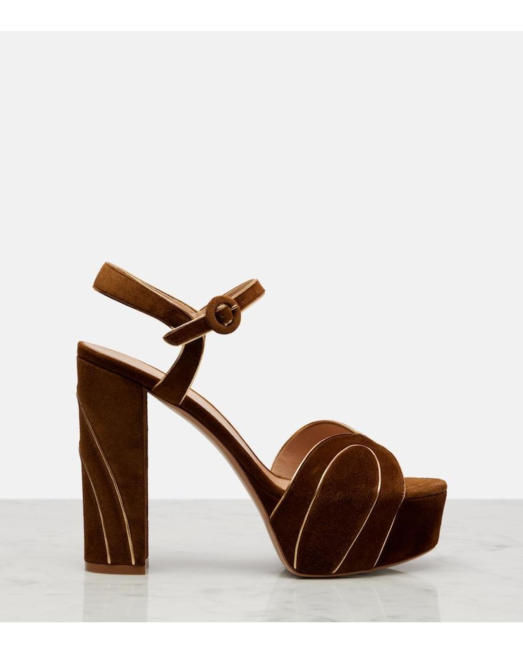 Gianvito Rossi Brown 125 Suede Platform Sandals