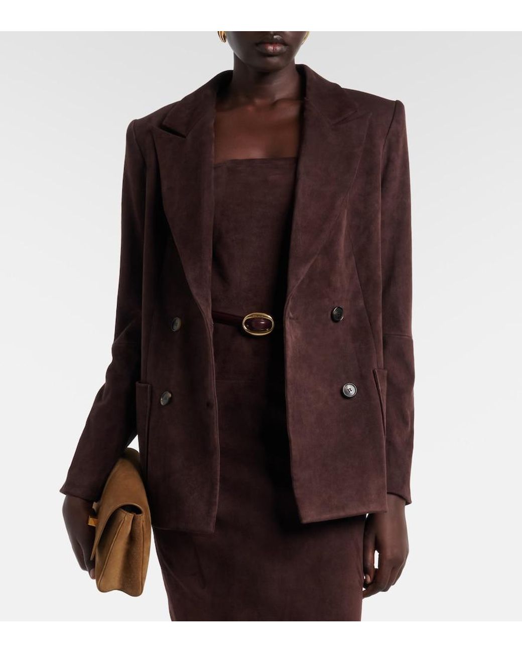 Stouls Brown Jones Double-Breasted Suede Blazer
