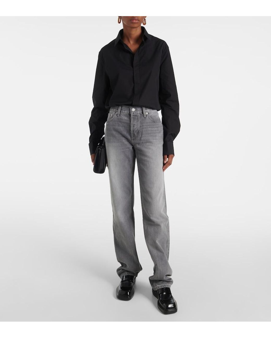 Re/done Gray High-Rise Straight Jeans