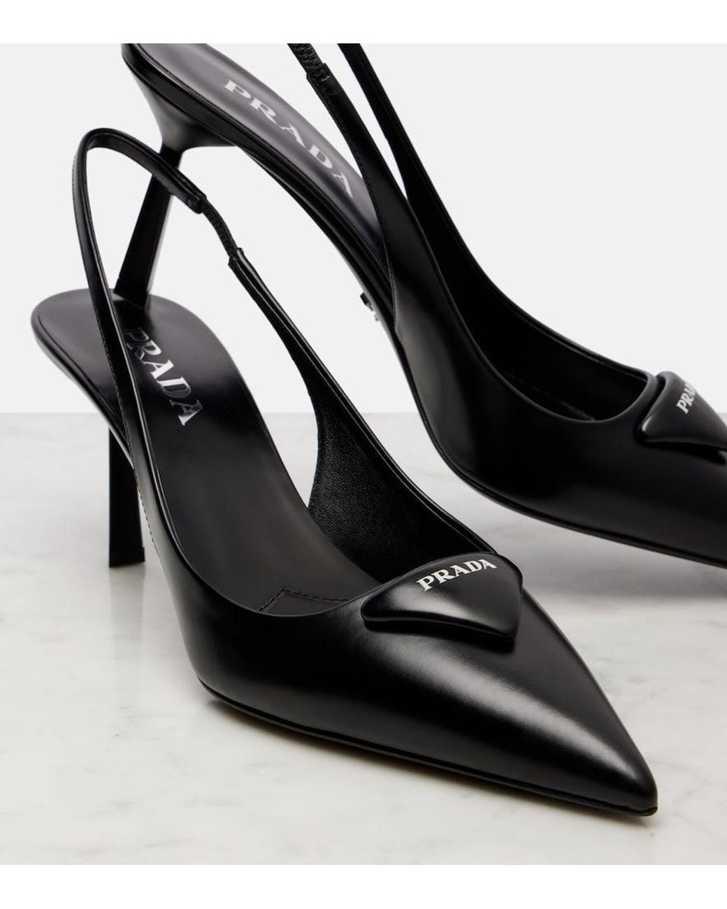 Prada Black Leather Slingback Pumps