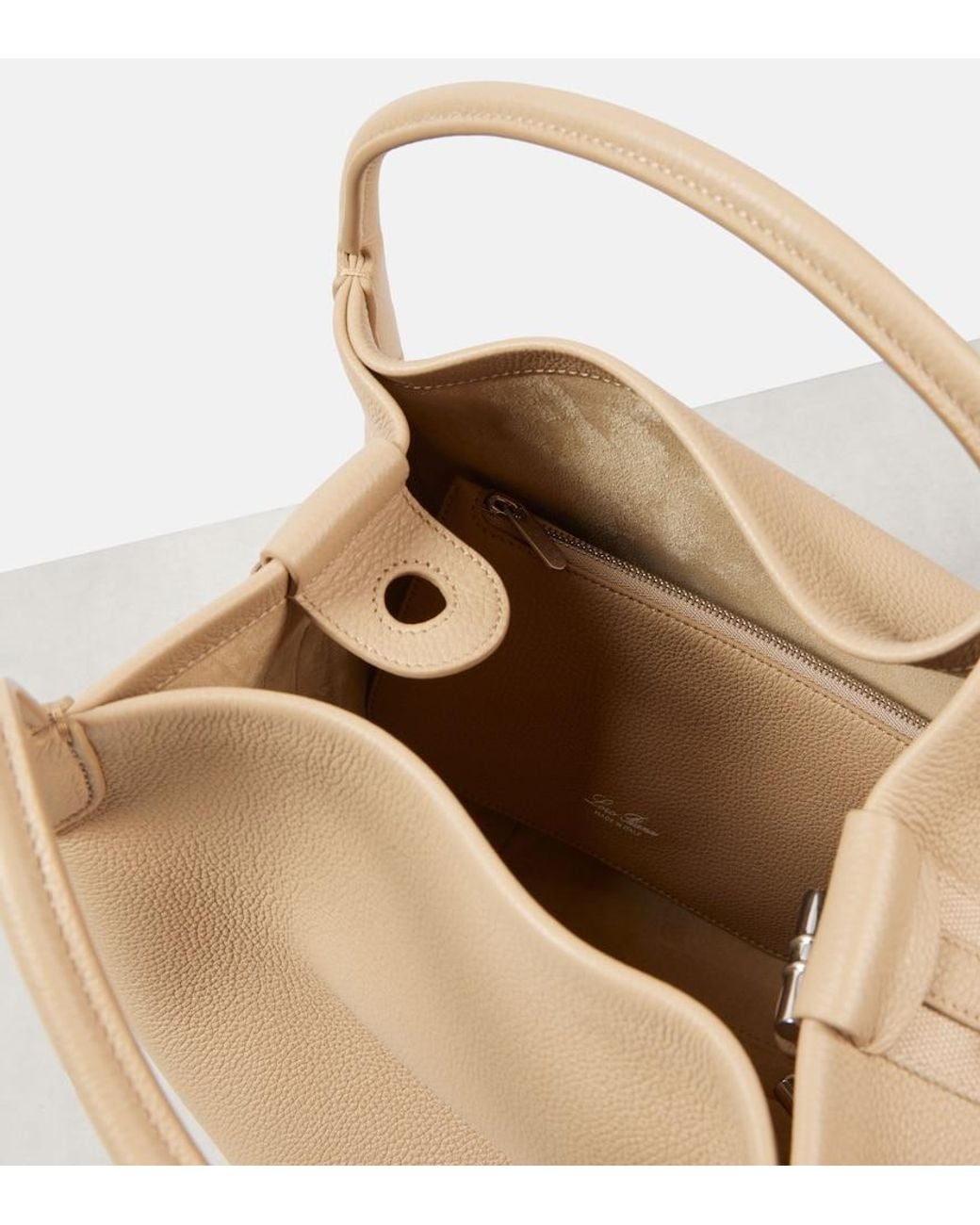 Loro Piana Natural Bale Large Leather Shoulder Bag