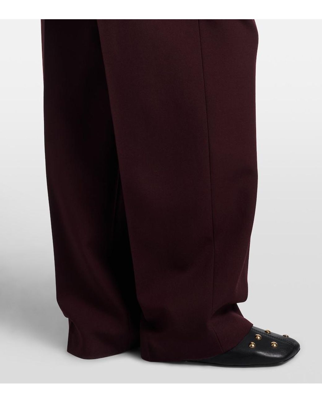 Chloé Red High-Rise Virgin Wool Wide-Leg Pants