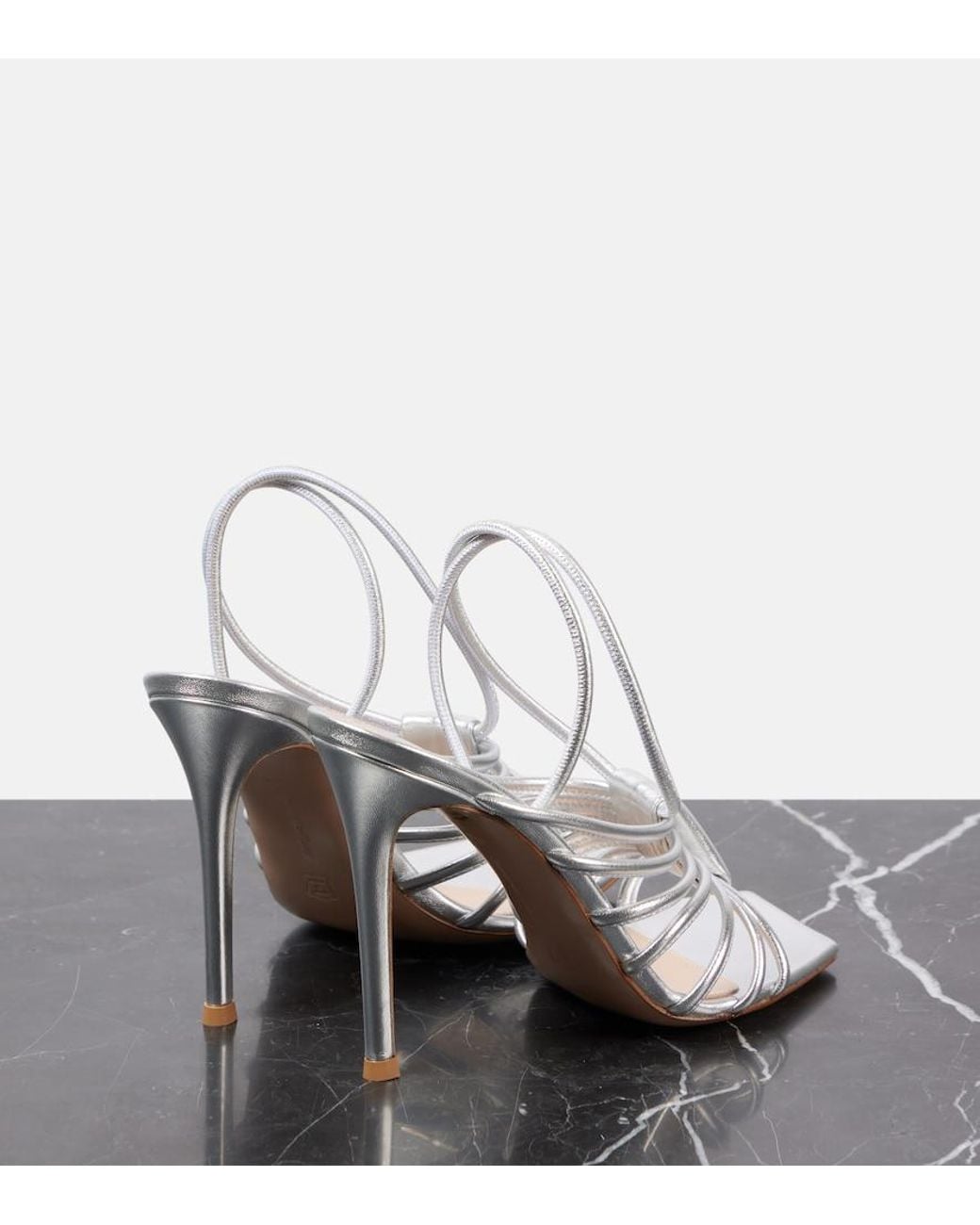 Gianvito Rossi White Hellen 105 Metallic Leather Sandals