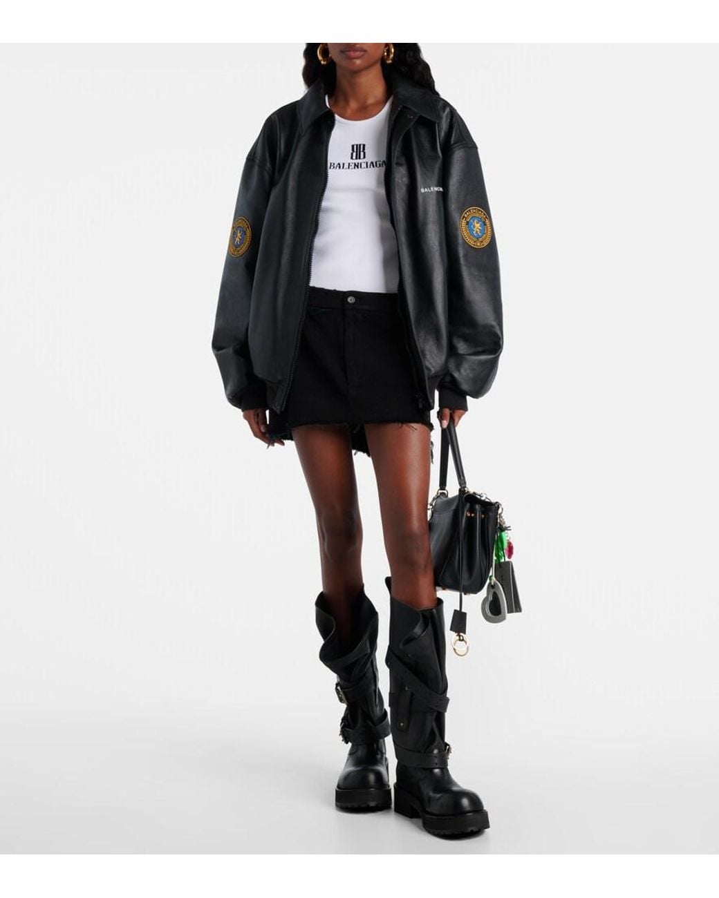 Balenciaga Black Venom Leather Combat Boots