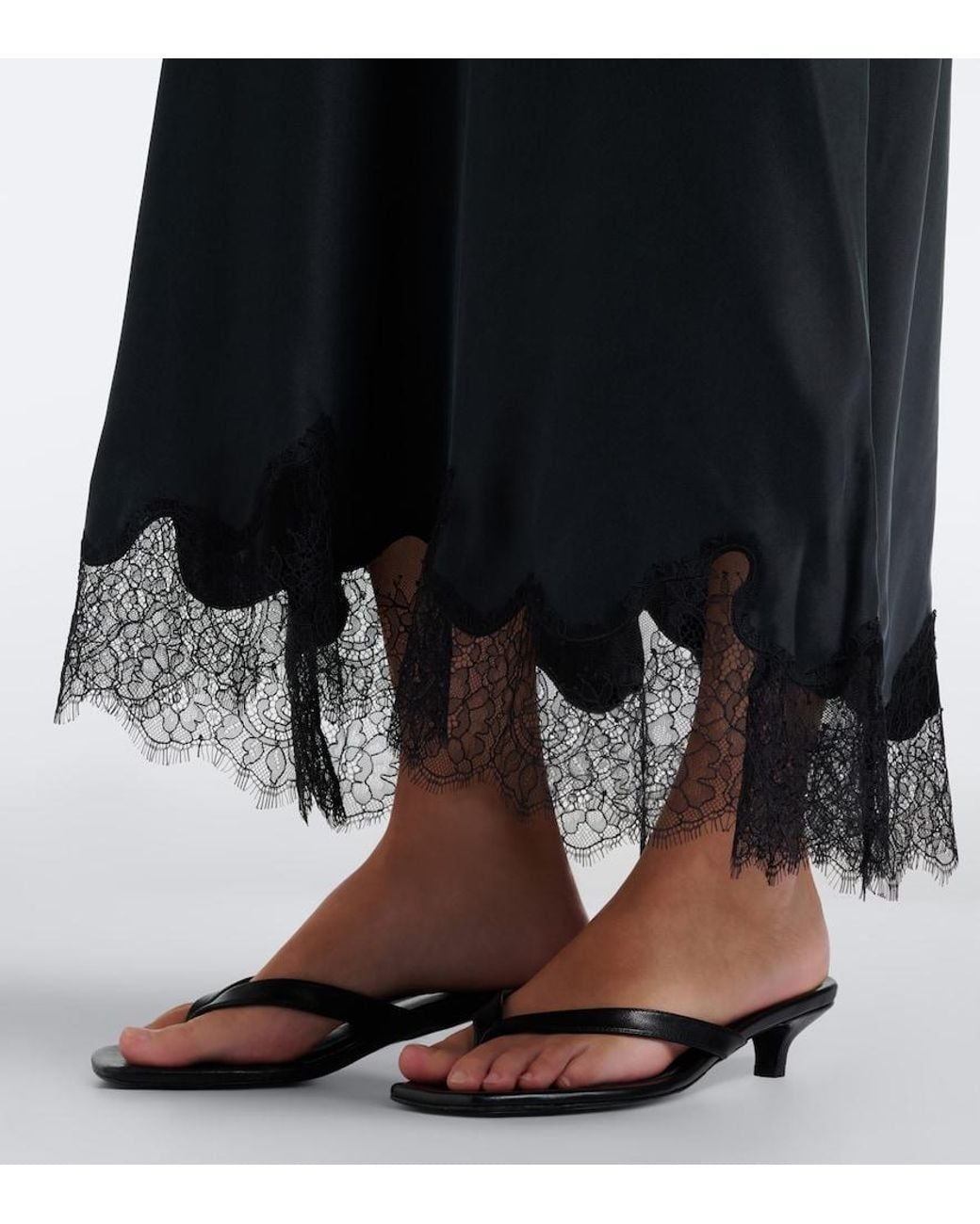 Velvet Black Kristin Lace-Trimmed Silk Maxi Skirt
