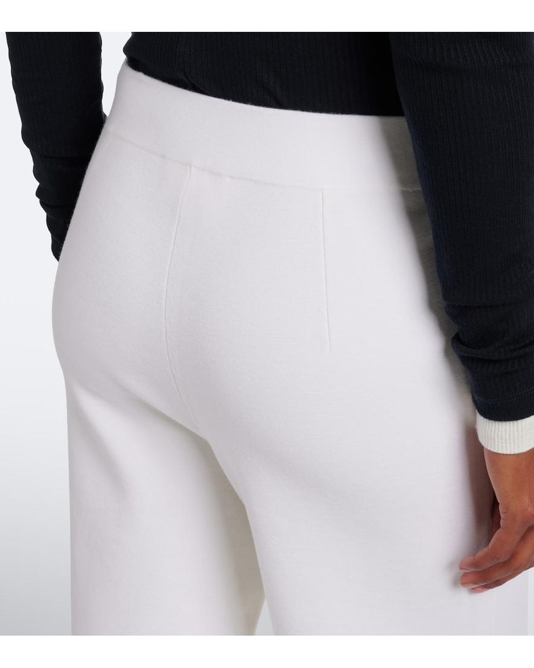 Max Mara White Wool-Blend Wide-Leg Pants