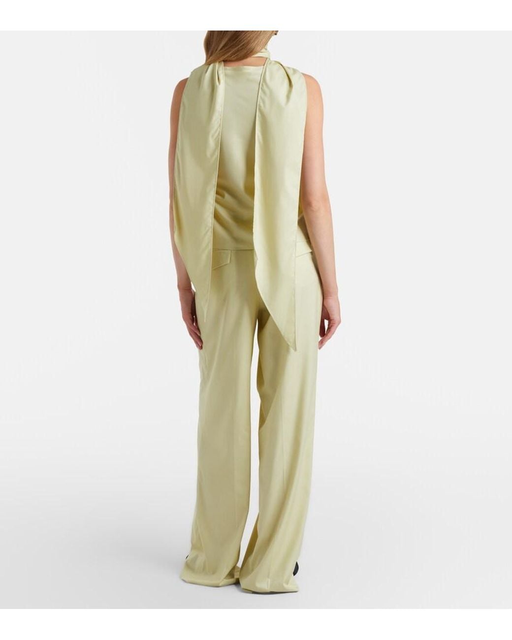 AYA MUSE Yellow Olena Pleated Wide-Leg Pants