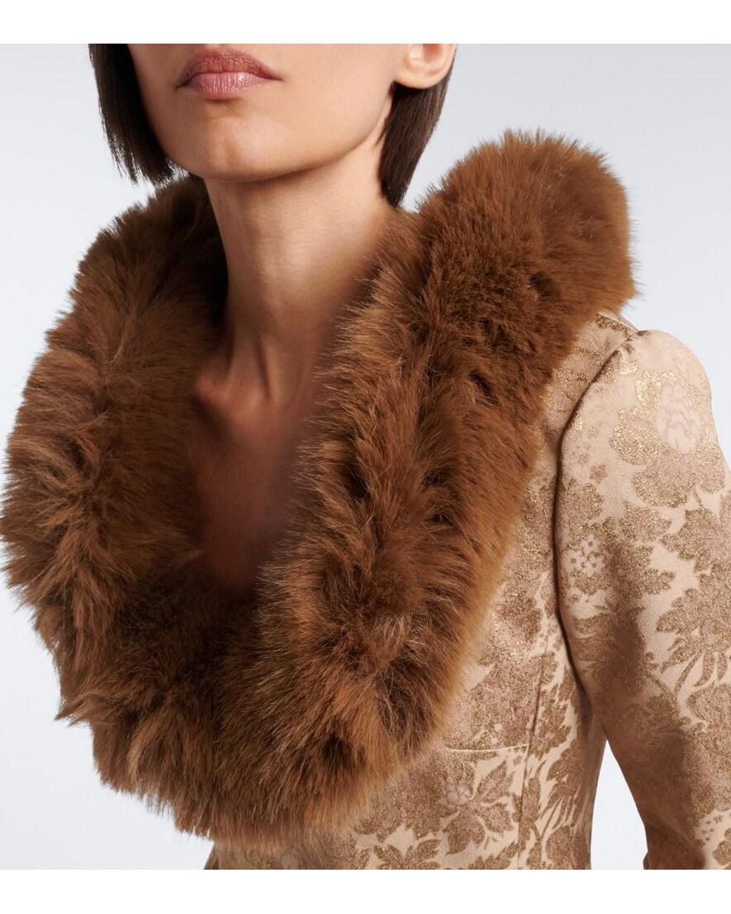 Saint Laurent Brown Floral Brocade Minidress