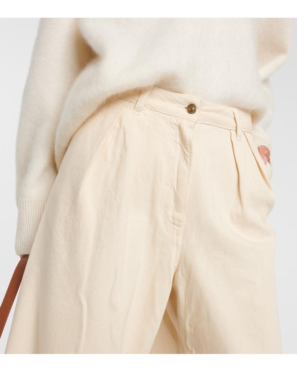 Alanui Natural High-Rise Wide-Leg Jeans