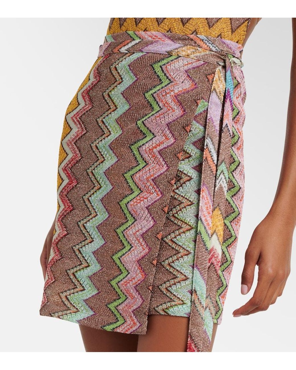 Missoni Multicolor Zigzag Lame Wrap Skirt