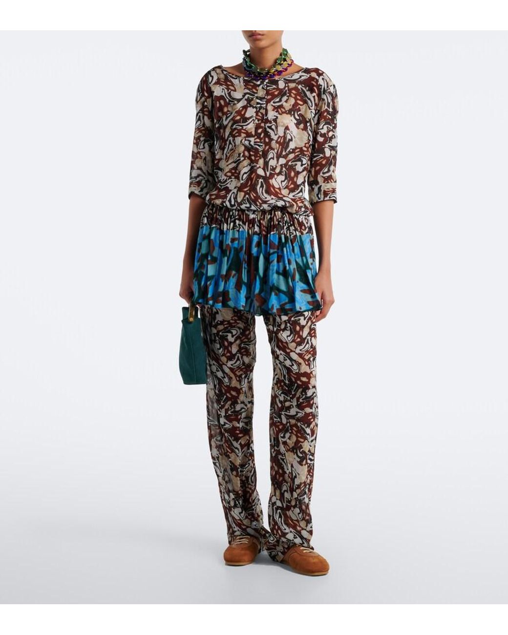 Dries Van Noten Brown Leather-Trimmed Suede High-Top Sneakers