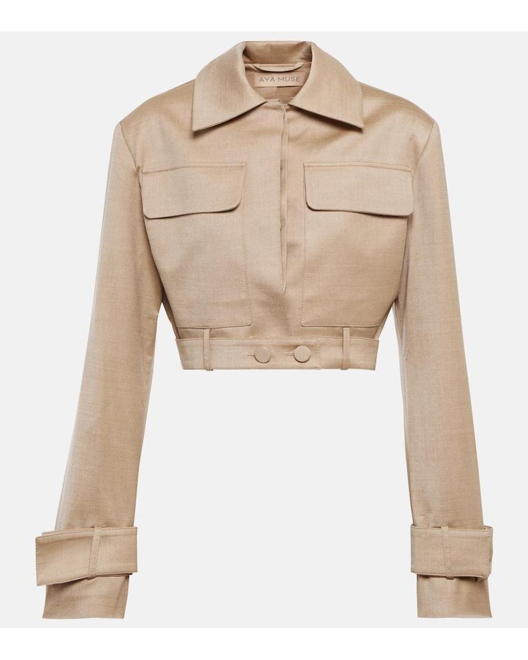 AYA MUSE Natural Cropped Wool-blend Jacket