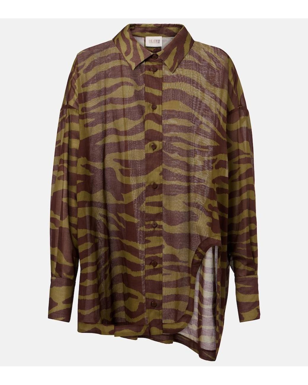 The Attico Brown Zebra-Print Cotton Muslin Shirt