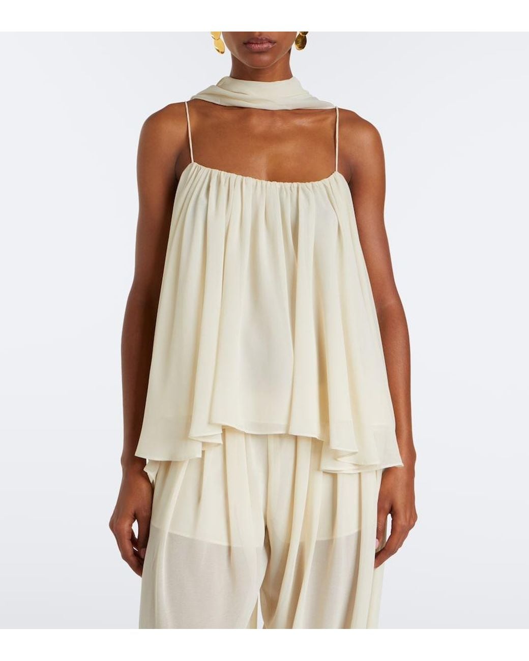 De La Vali White Agapito Georgette Top